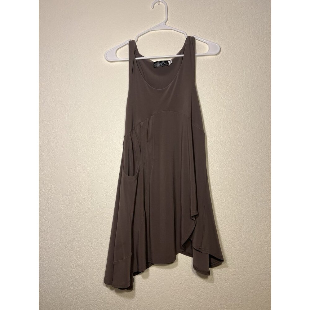 Sympli 4 Gray Taupe Asymmetrical Pocket Dress